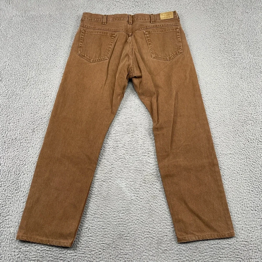 LL Bean Jeans Mens 35x30 Brown Double L Jeans Straight Leg Casual Outdoor Denim